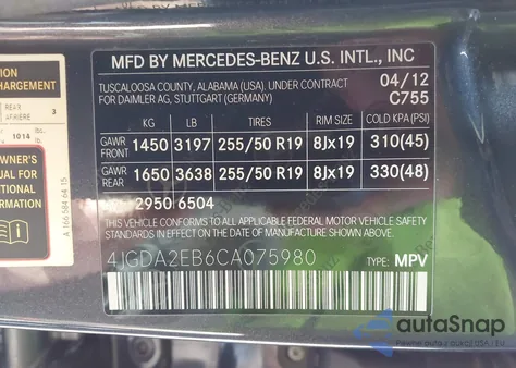 2012 Mercedes-Benz Ml 350 Bluetec 4Matic z USA, uszkodzony, nr VIN 4JGDA2EB6CA075980